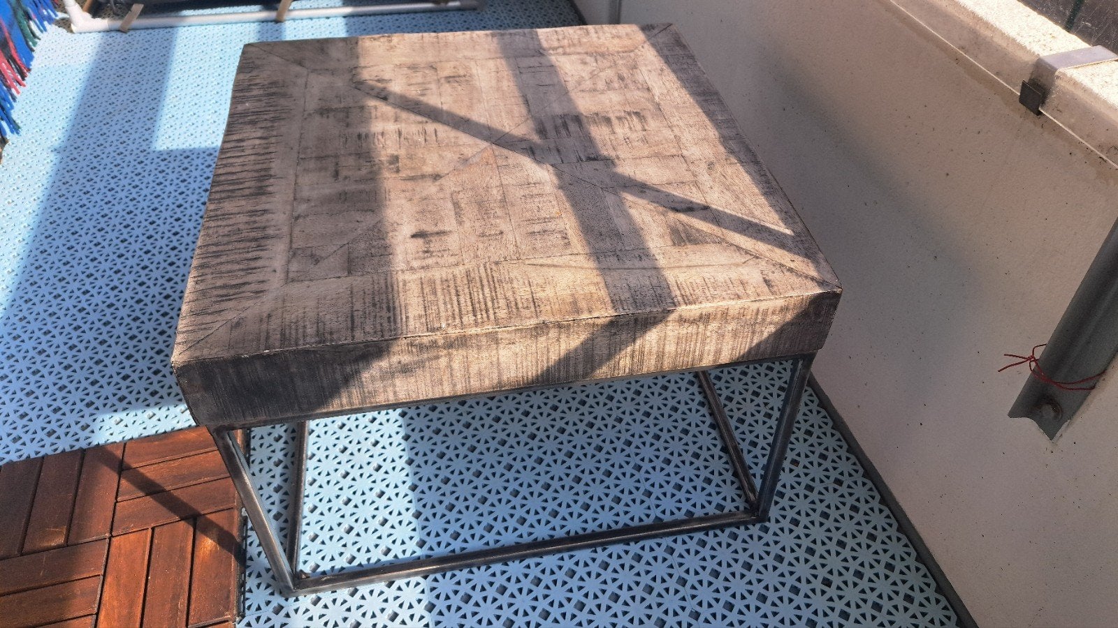 Salontafel 60x60 cm mangohout, Overige houtsoorten, Gebruikt, 50 tot 100 cm, Vierkant