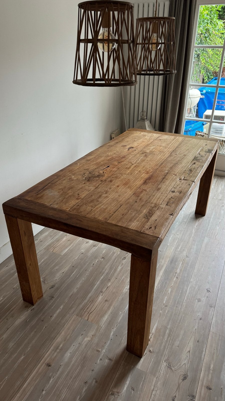 Robuuste houten eettafel - Perfect voor gezellige diners, Ophalen, Gebruikt, 100 tot 150 cm, 200 cm of meer