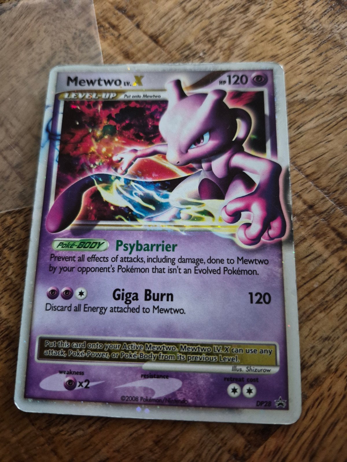 Mewtwo LV.X Pokémon kaart DP28 - Zeer zeldzaam, Ophalen of Verzenden, Gebruikt, Losse kaart