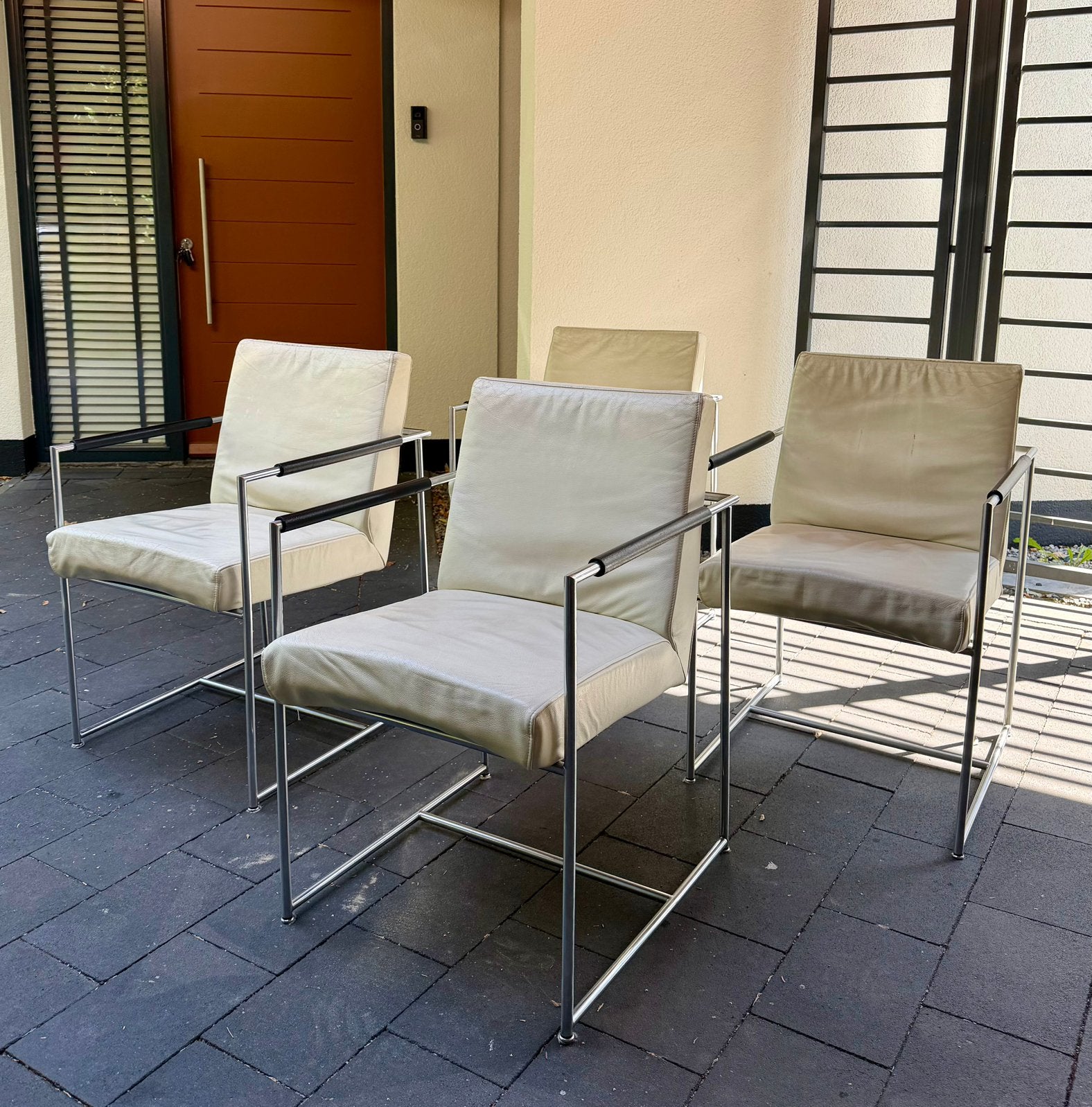4 eetkamerstoelen van Harvink, Huis en Inrichting, Stoelen, Ophalen, Zo goed als nieuw, Wit, Leer