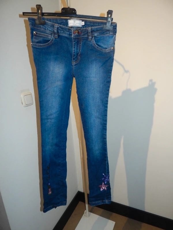 Philipp Plein jeans broek lovertjes zilver merk 12 jaar, Broek, Gebruikt, Philipp Plein, Verzenden
