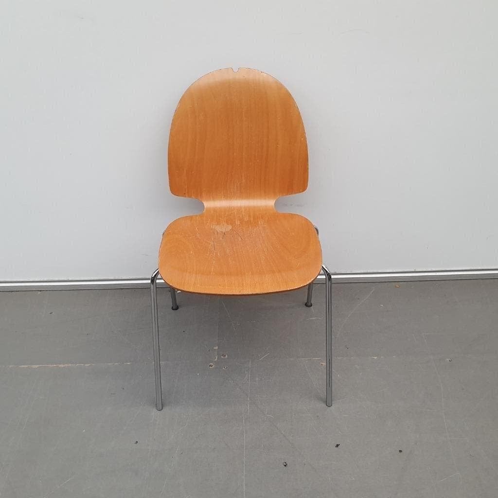 Set 4x houten stoelen met gebruikerssporen stapelbaar, Ophalen, Gebruikt, Bruin, Vijf, Zes of meer stoelen