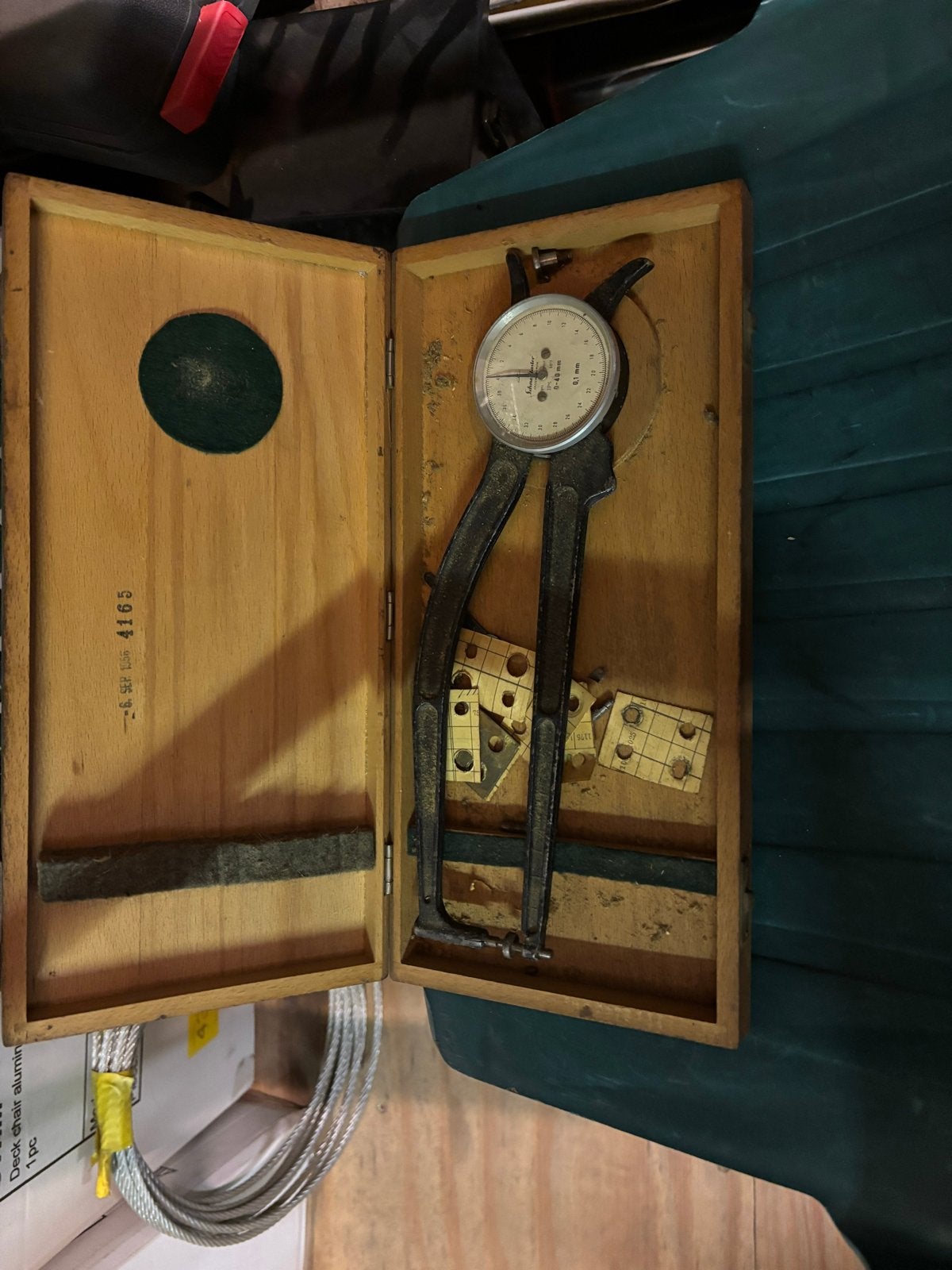 Vintage Schnemaster Meetklauw 0-40 mm in houten kist, Antiek en Kunst, Ophalen of Verzenden