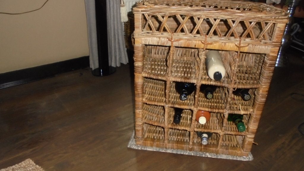 rieten wijnrek 58x42H67cm, Huis en Inrichting, Ophalen, 50 – 75, Gebruikt, 15 tot 25 flessen