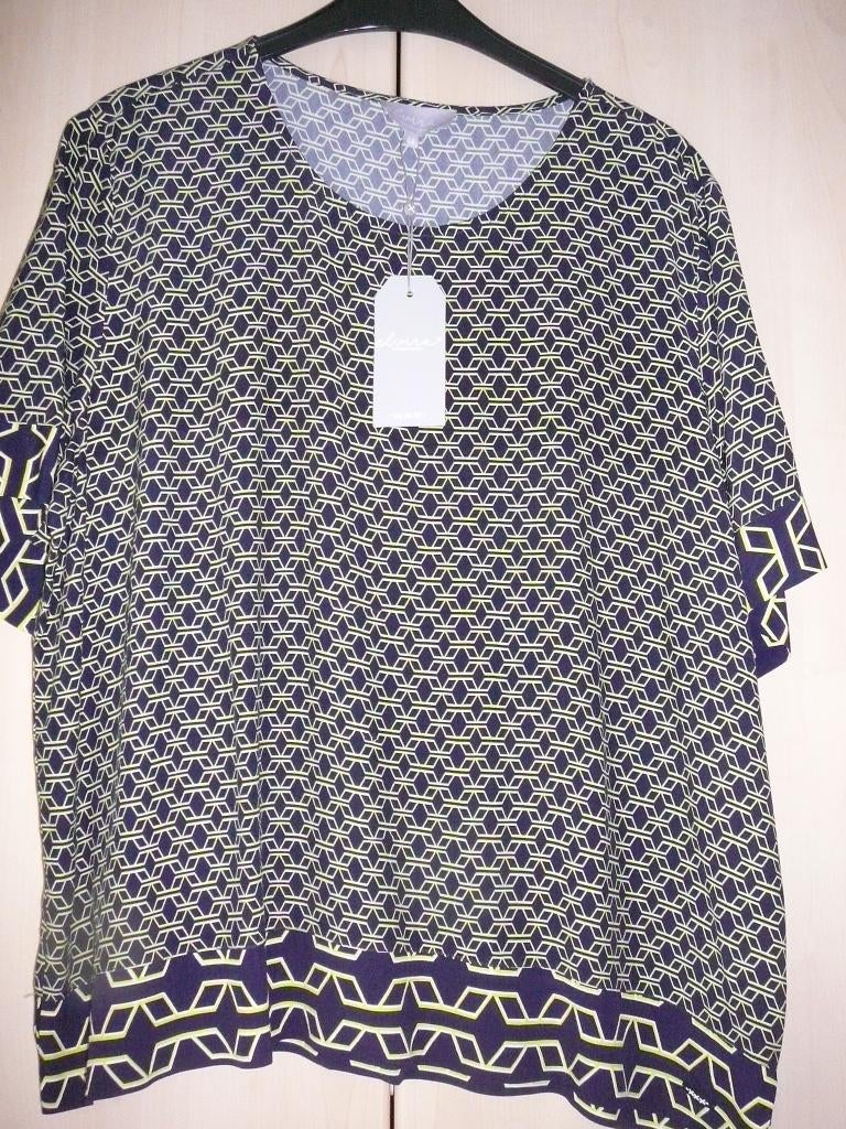 blauw geel Blouse/TSHIRT maat 44 Elvira rand patroon, Maat 42/44 (L), Nieuw, Korte mouw, Elvira