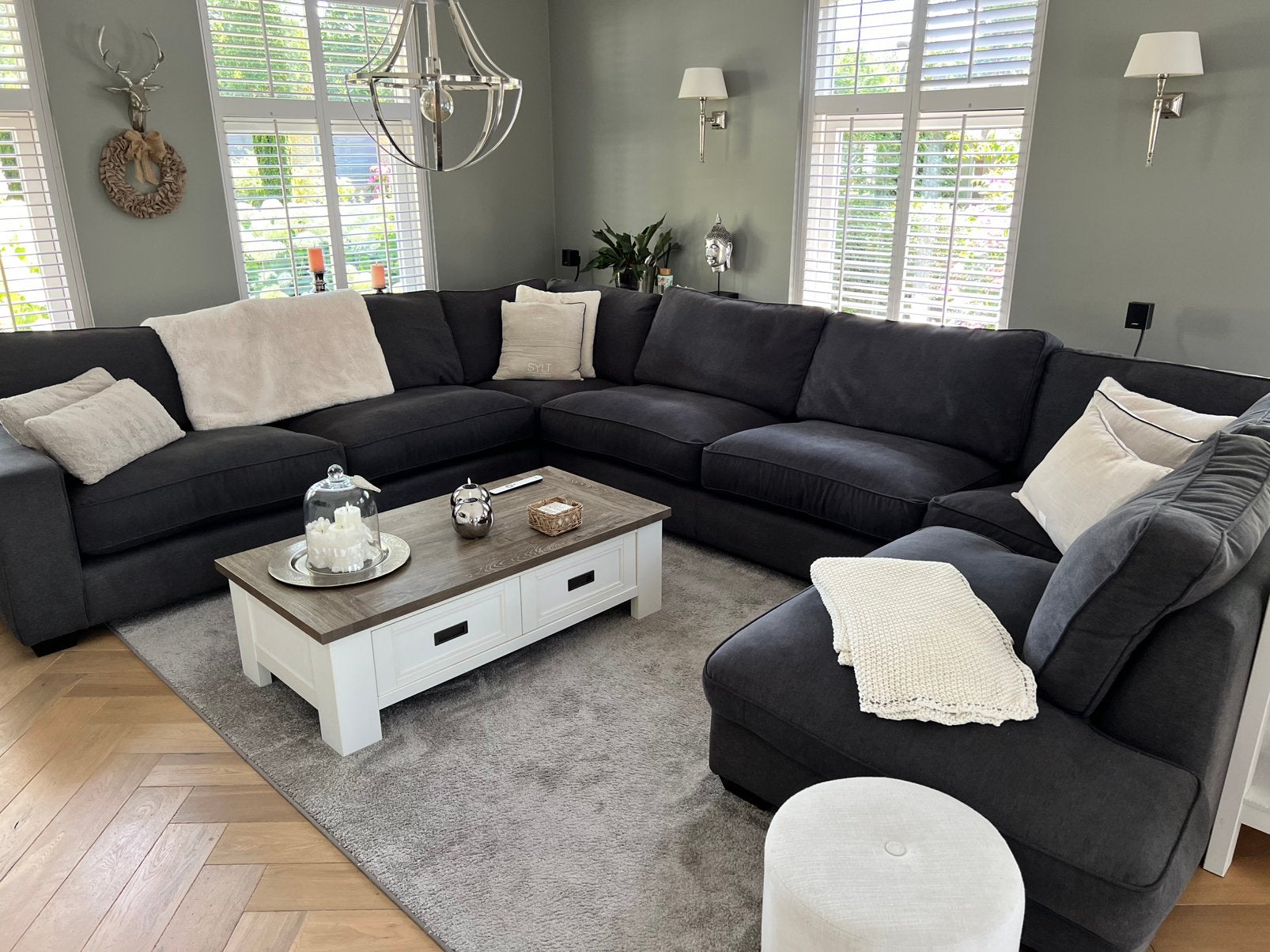 Bankstel: Heerlijke loungebank Cambridge in U-vorm, Ophalen, 300 cm of meer, Zo goed als nieuw, Landelijke royale loungebank