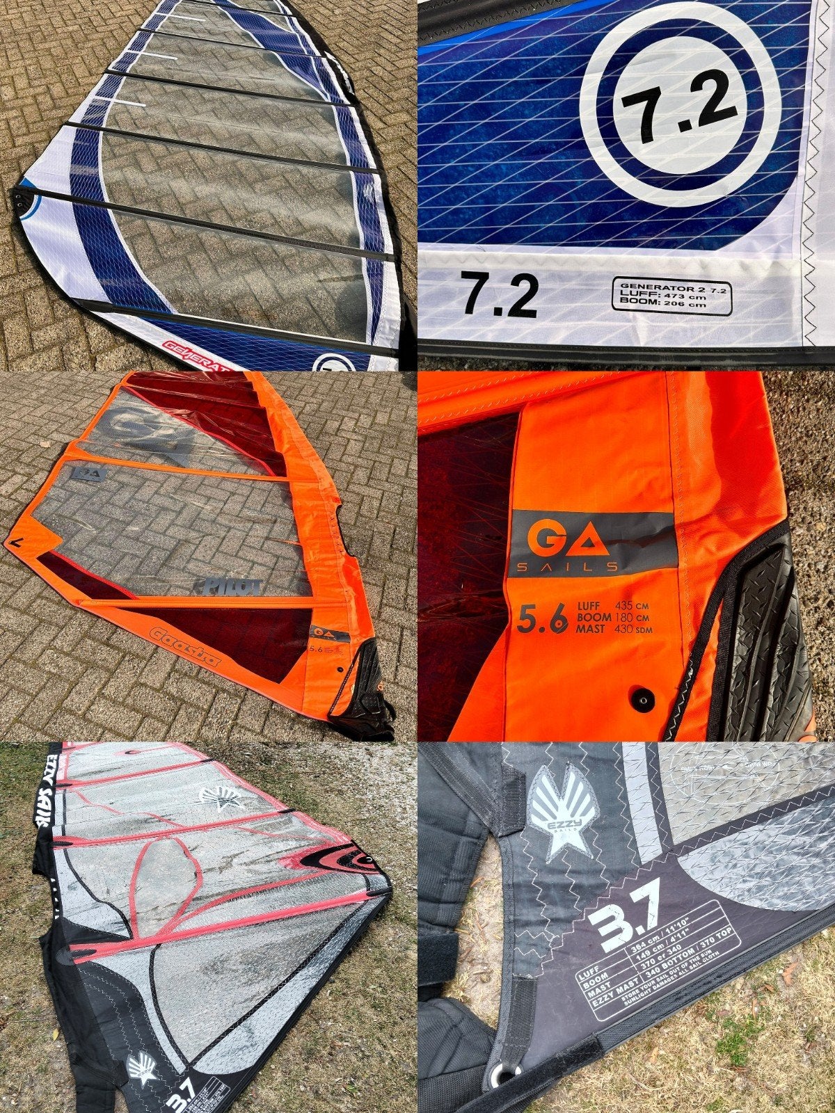 Ezzy wave 3.7/GA Pilot 5.6/Wanna Generator 7,2  m2