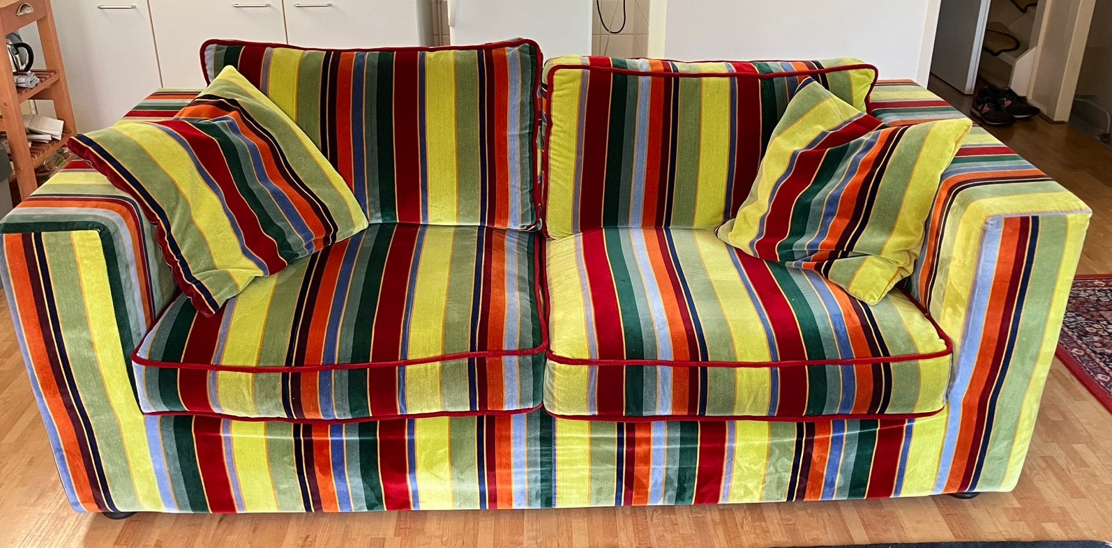 Bank fluwelen stof, Ophalen, Gebruikt, 150 tot 200 cm, Tweepersoons