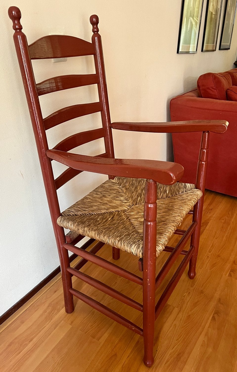 Mooie vintage/antieke oud-Hollandse knopstoel (ladderback), Antiek en Kunst, Ophalen
