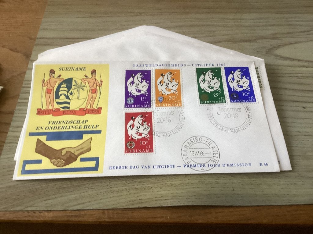 No3358 Suriname E46 anders Nederland jaargangen fdc 1963 tm, Postzegels en Munten, Verzenden, Onbeschreven, Rest van de wereld
