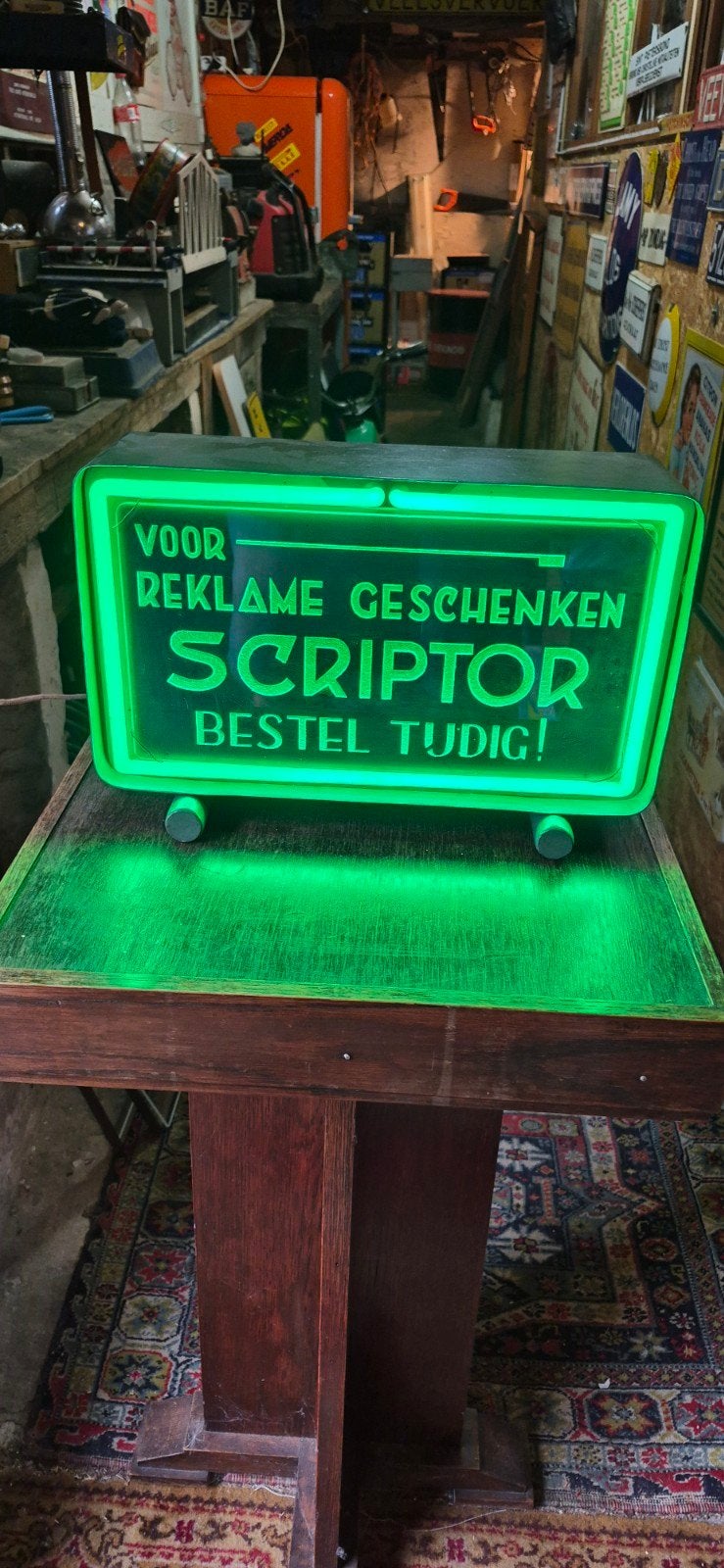 Oude Neon Lichtbak 'Scriptor' - Reclame Geschenken, Ophalen of Verzenden, Zo goed als nieuw, Lichtbak of (neon) lamp