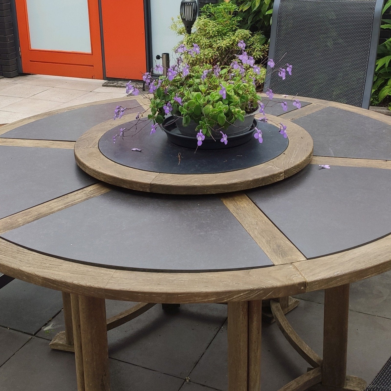teakhouten ronde tuintafel, Tuin en Terras, Ophalen, Gebruikt, Rond, Teakhout