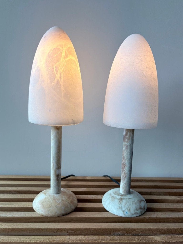 Set mushroom albast lampen van Pegasan, Overige merken, Vintage, 39 cm, E14 (klein)