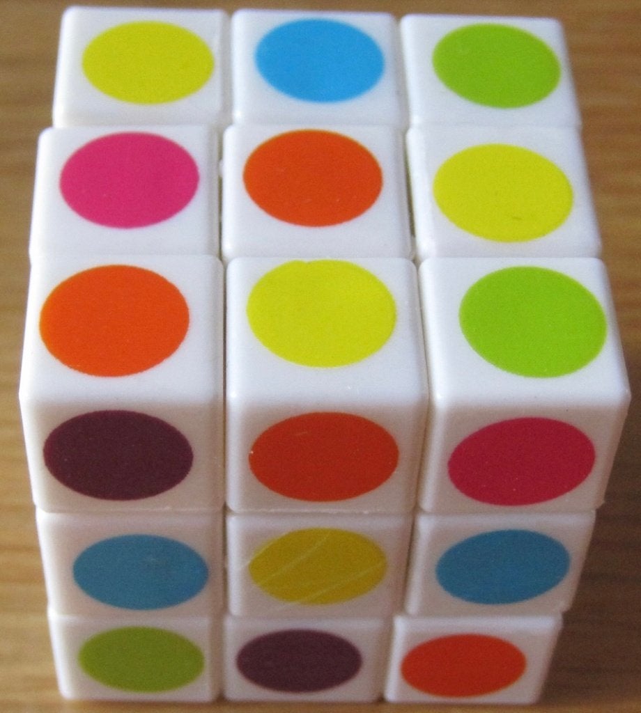 kleine Rubik's cube - kubus puzzle  -  gekleurde rondjes, Ophalen of Verzenden, Minder dan 500 stukjes, Zo goed als nieuw, Rubik's of 3D-puzzel