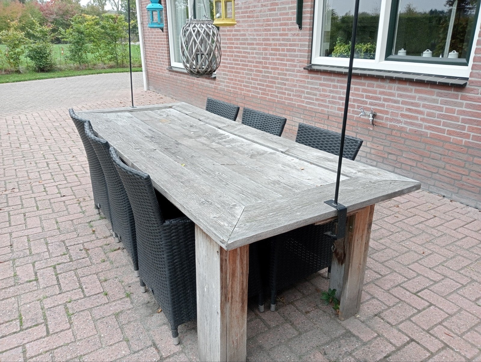 tuintafel van steigerhout, Tuin en Terras, Ophalen, Gebruikt, Rechthoekig, Hout