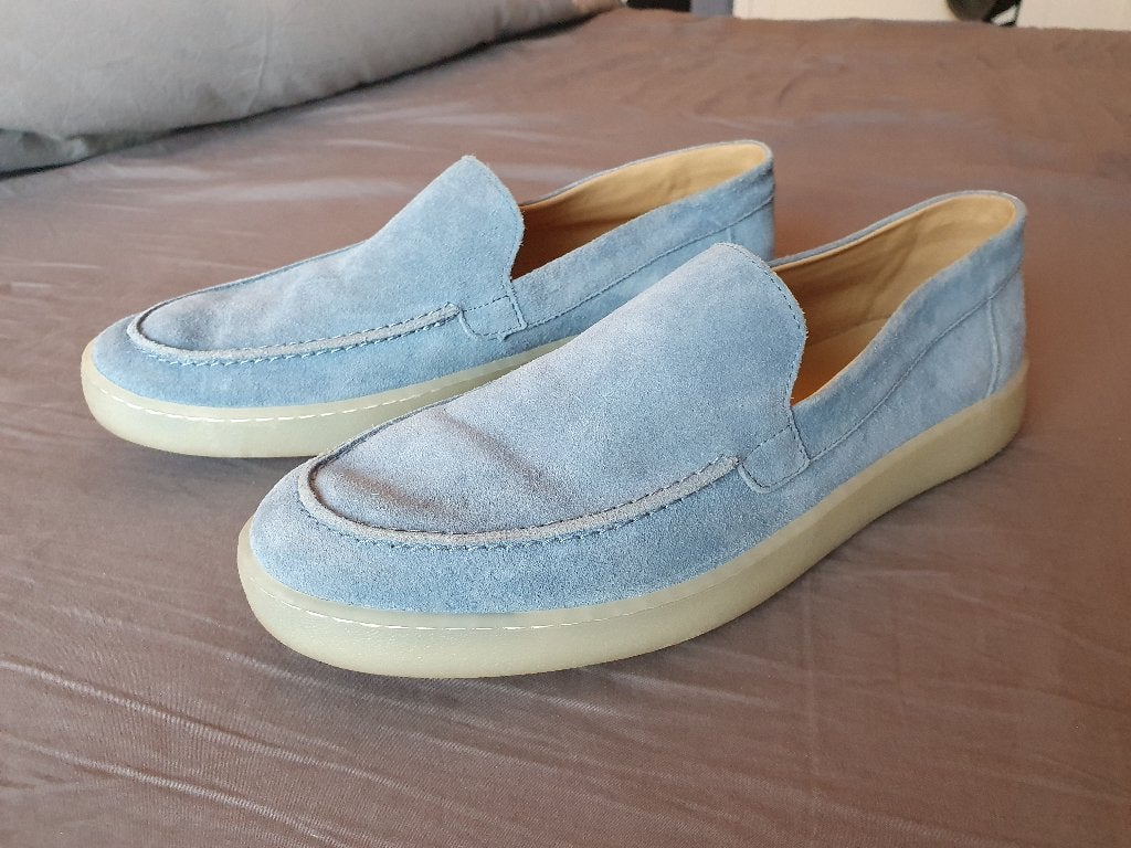 Aspact suede loafers / instappers lichtblauw maat 44 ZGAN, Kleding | Heren, Loafers, Blauw, Aspact, Ophalen of Verzenden