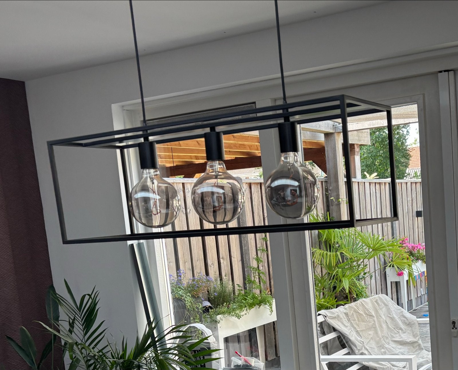 Hanglamp Leen Bakker incl. 3 IKEA Molnart LED lichtbronnen, Ophalen, E27 (groot), Zo goed als nieuw, Metaal