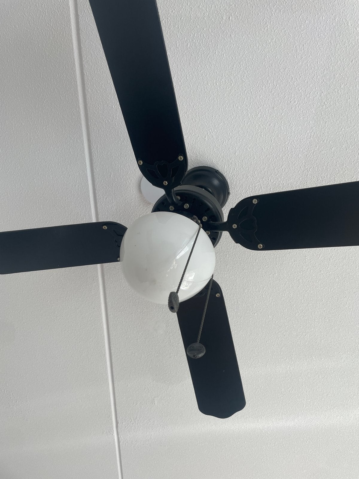 Zwarte plafondventilator met lamp - Gebruikt, Ophalen, Gebruikt, Metaal