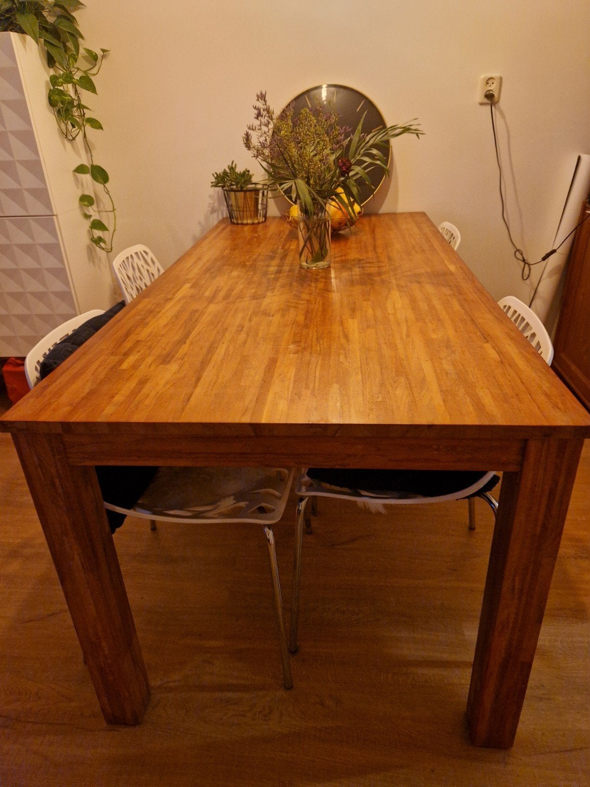 Massief houten eettafel, Ophalen, 50 tot 100 cm, 150 tot 200 cm, Vier personen
