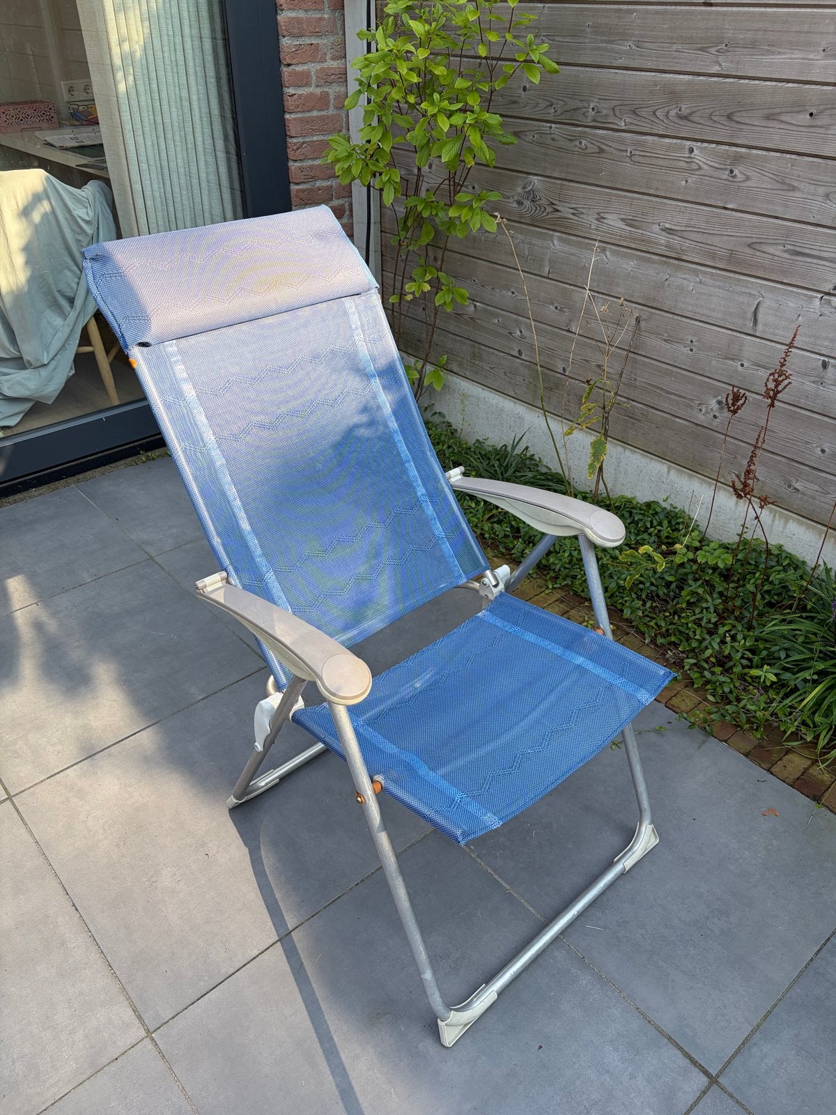 4x Lallemand verstelbare aluminium tuinstoelen, Ophalen of Verzenden, Gebruikt, Aluminium, Verstelbaar
