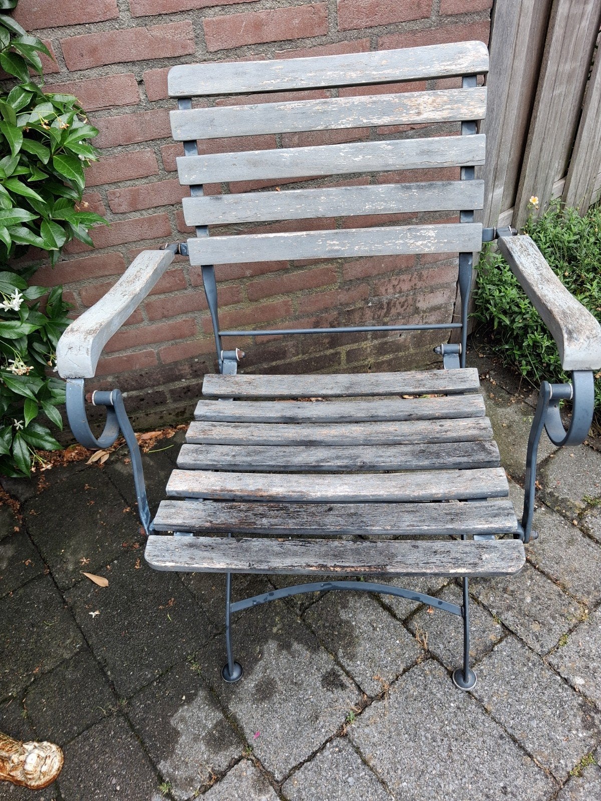 Bistro set:  2 inklapbare stoelen, Ophalen, Gebruikt, Hout, Inklapbaar