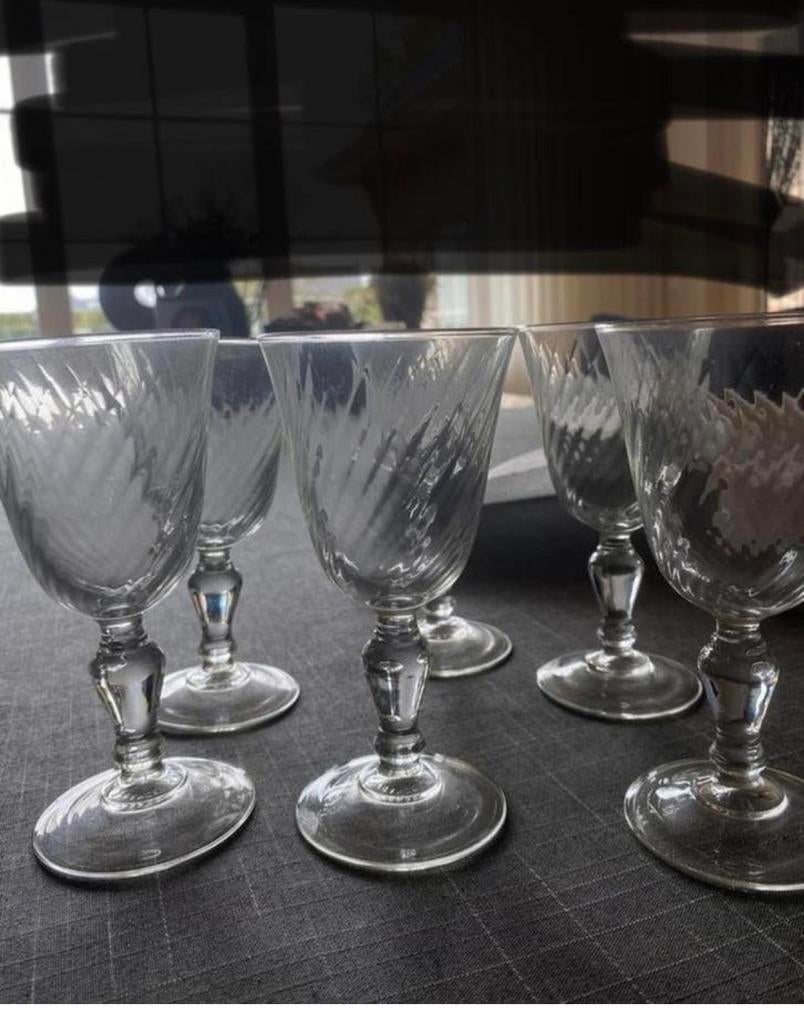 Luminarc antieke wijn glazen/frans water glas rosaline swirl, Ophalen of Verzenden, Zo goed als nieuw, Waterglas