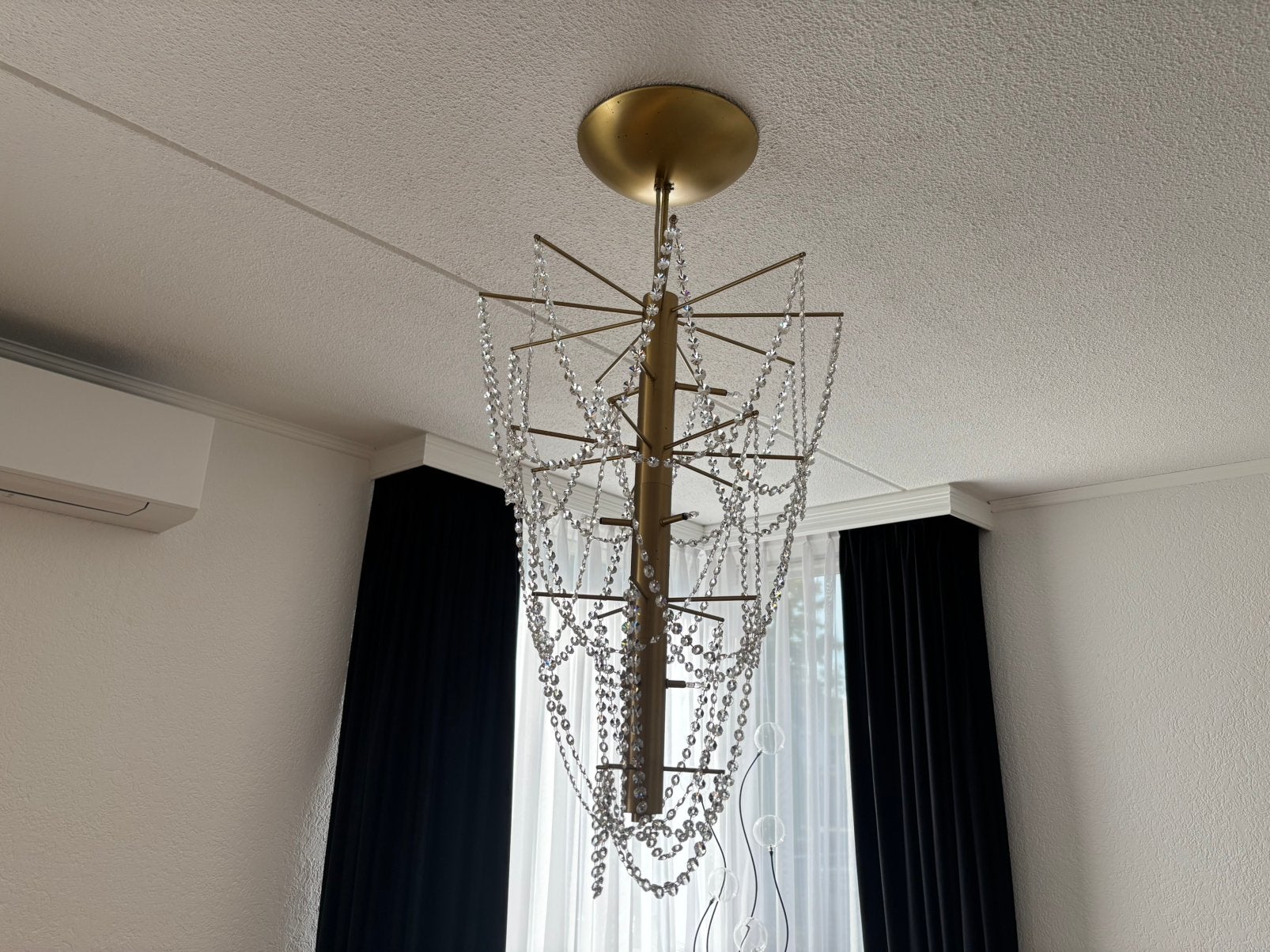 Hanglamp met kristallen kettingen, Ophalen, Zo goed als nieuw