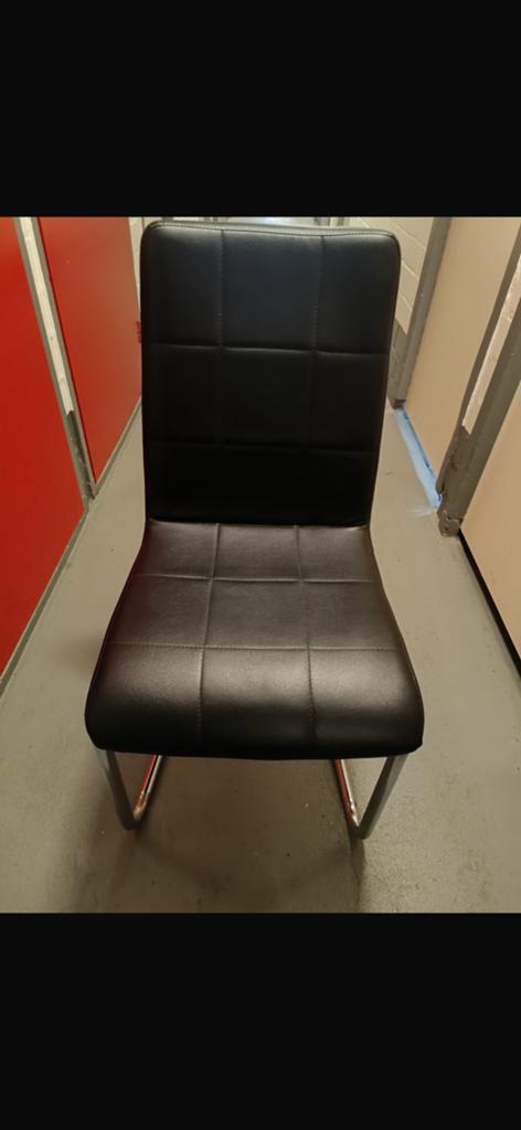 4x Eetkamerstoelen, Ophalen, Gebruikt, Zwart, Leer