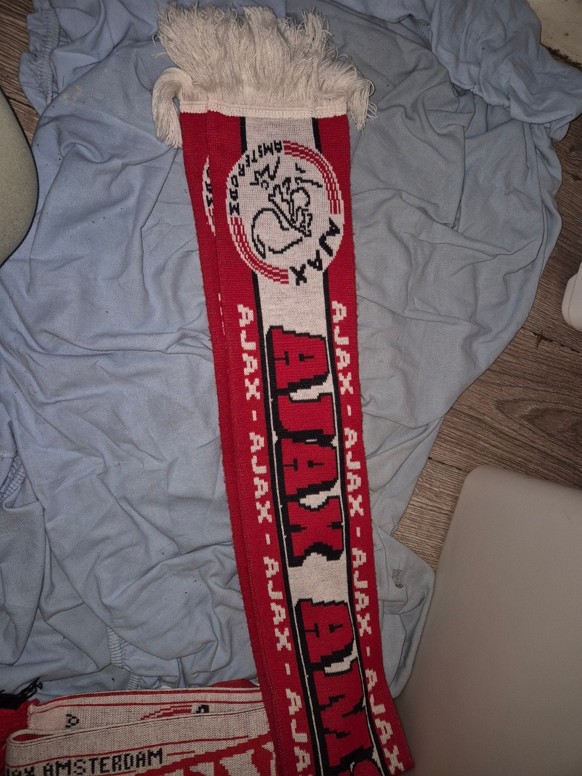 Ajax sjaal - Rood/Wit met clublogo en 'Ajax' tekst, Ophalen, Gebruikt, Ajax, Vaantje of Sjaal