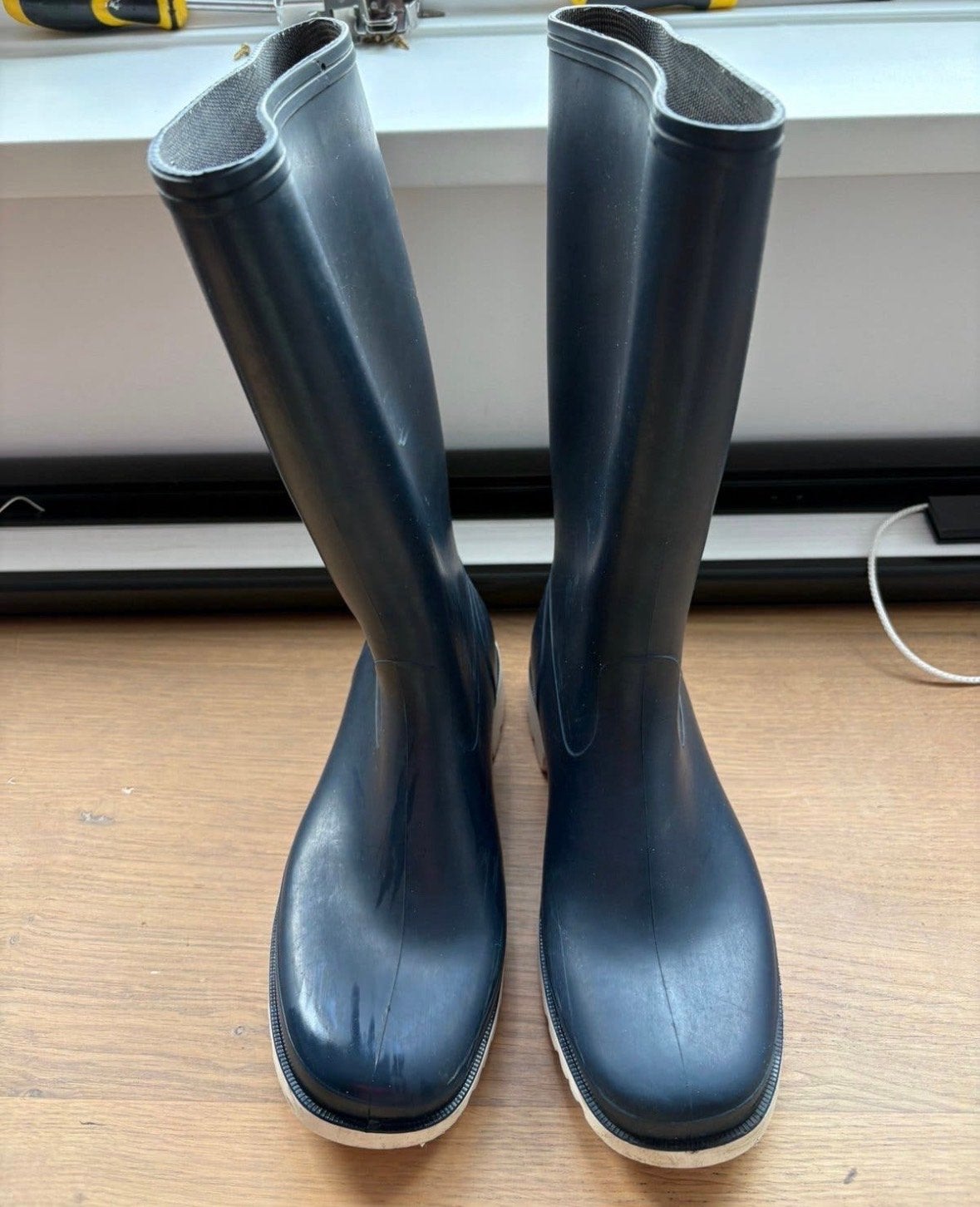 Hevea rubberlaarzen maat 38 z.g.a.n. met antislipzool, Blauw, Ophalen of Verzenden, Regenlaarzen, Zo goed als nieuw
