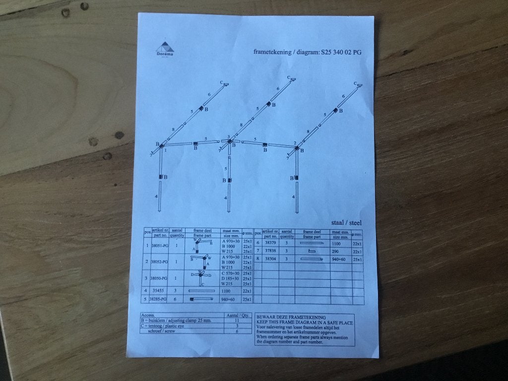 Dorema stalen voortentframe, Ophalen, Zo goed als nieuw