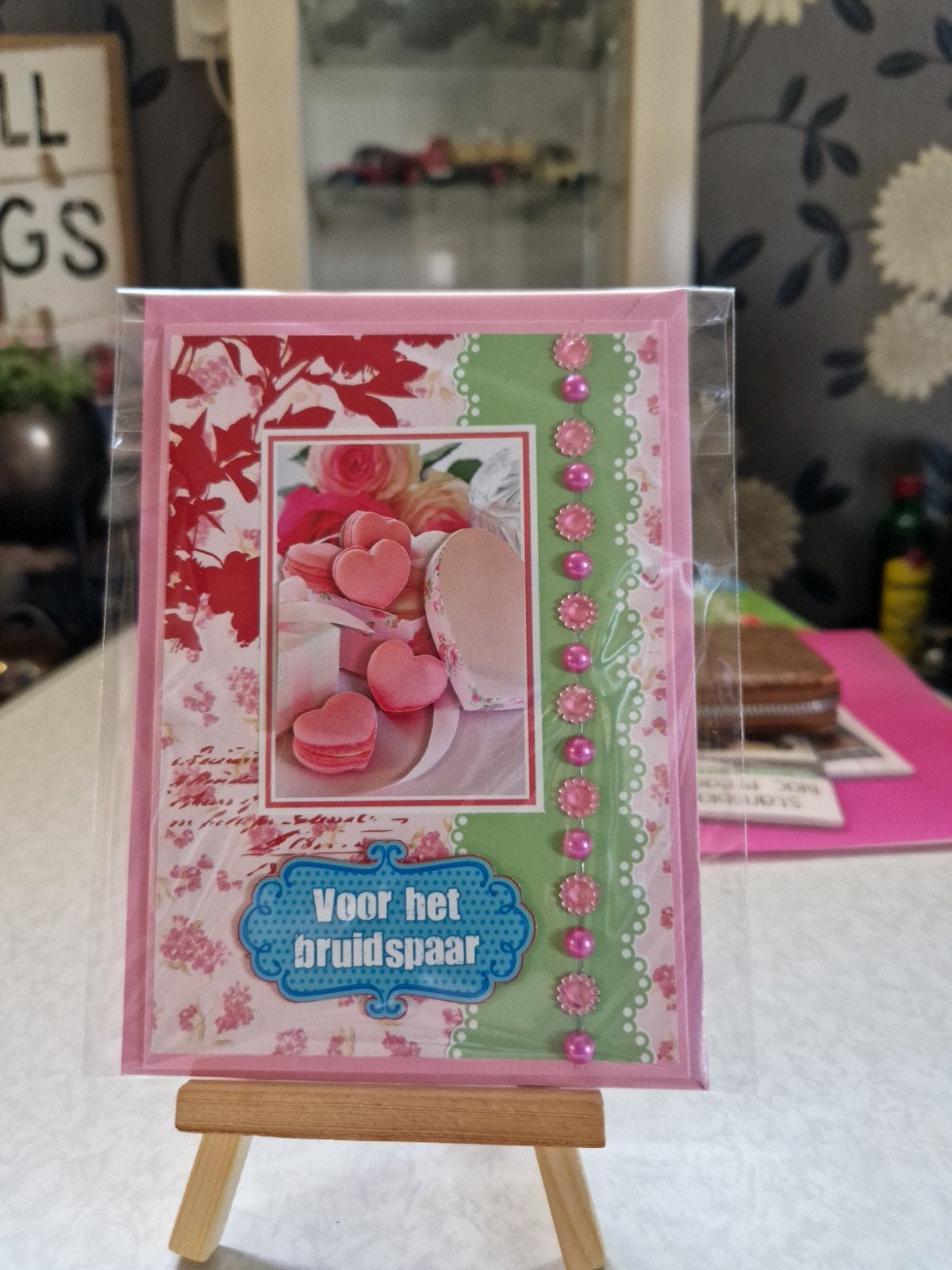 Kaartje huwelijk/trouwen koekjes in de vorm van hartjes, Ophalen of Verzenden, Nieuw, Overige thema's