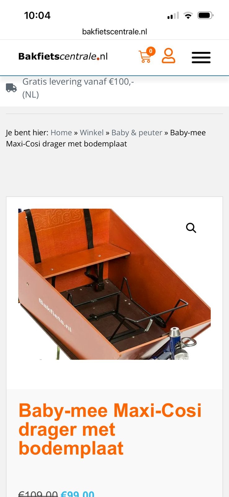Maxi cosi houder voor in bakfiets met bodemplaat, Ophalen of Verzenden, Gebruikt, Achterzitje