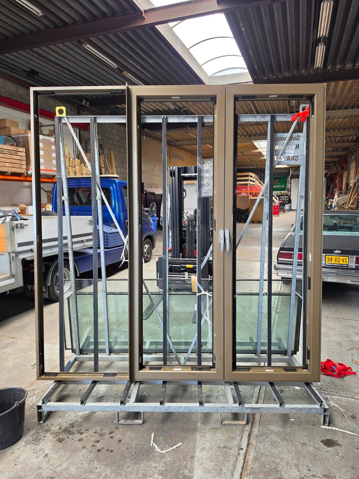 Nieuwe aluminium dubbele deur draai vast vak kozijn, Doe-het-zelf en Verbouw, Kozijnen en Schuifpuien, Ophalen, Deurkozijn, 225 cm of meer