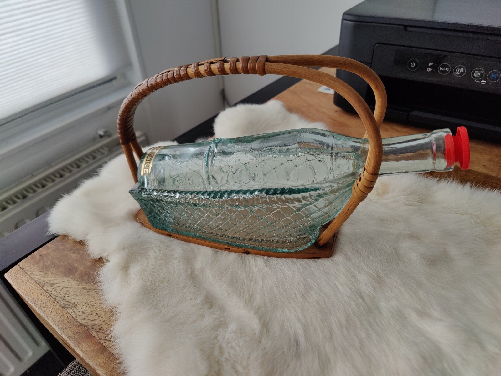 Vintage jaren 60 Rohe model wijn schenk mand, Antiek en Kunst, Ophalen of Verzenden
