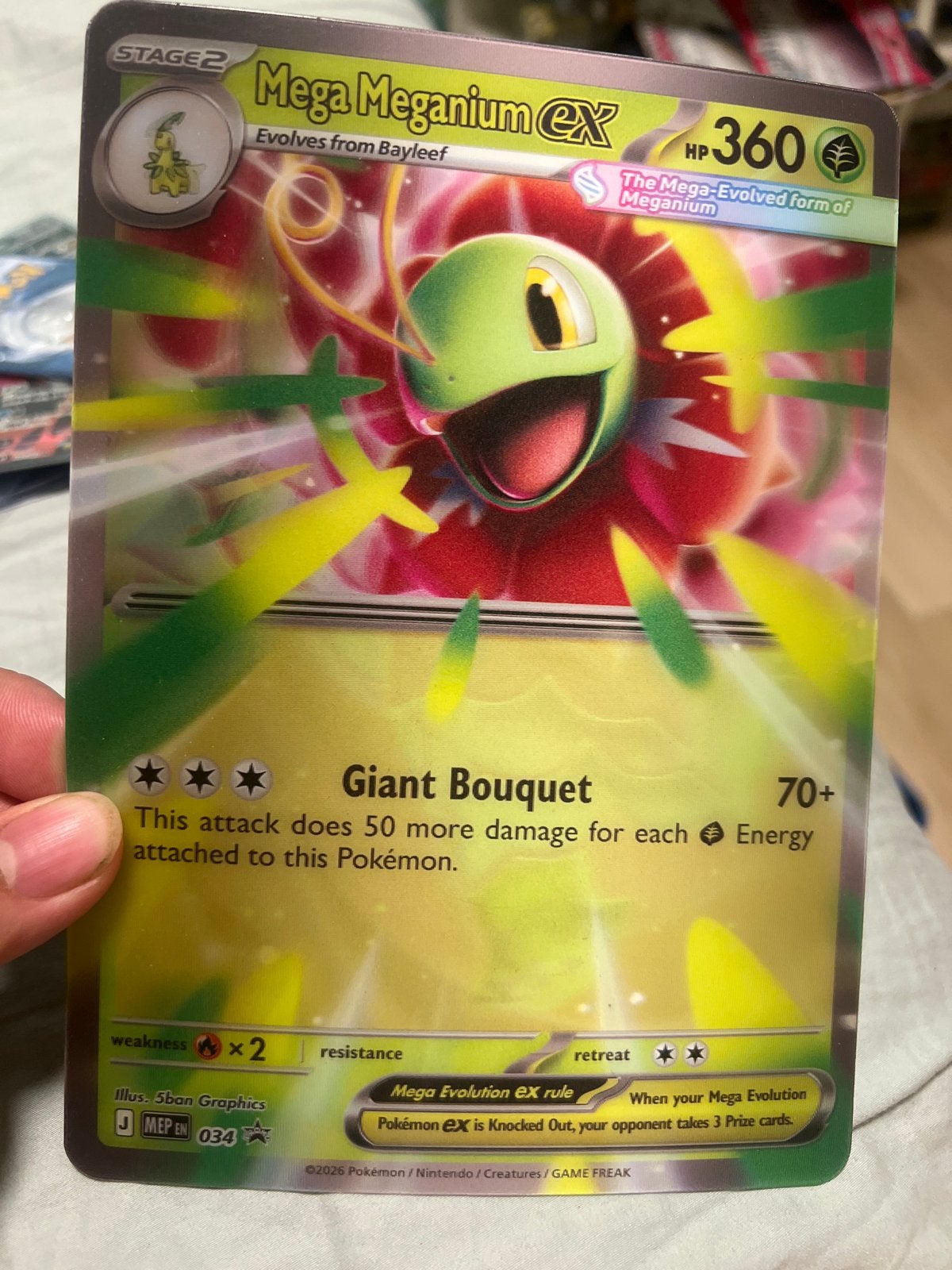 Mega Meganium EX Pokémon Kaart, Ophalen of Verzenden, Zo goed als nieuw, Losse kaart