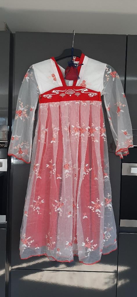 Chinese verkleedjurk (gekocht toen dochter 9 was), zeer net!, Kinderen en Baby's, Ophalen of Verzenden, Zo goed als nieuw, 122 t/m 128