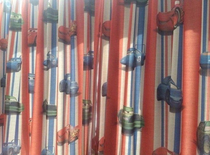 Cars gordijnen voor kinderkamer, Gebruikt, Verduisterend, Blauw, Ophalen of Verzenden