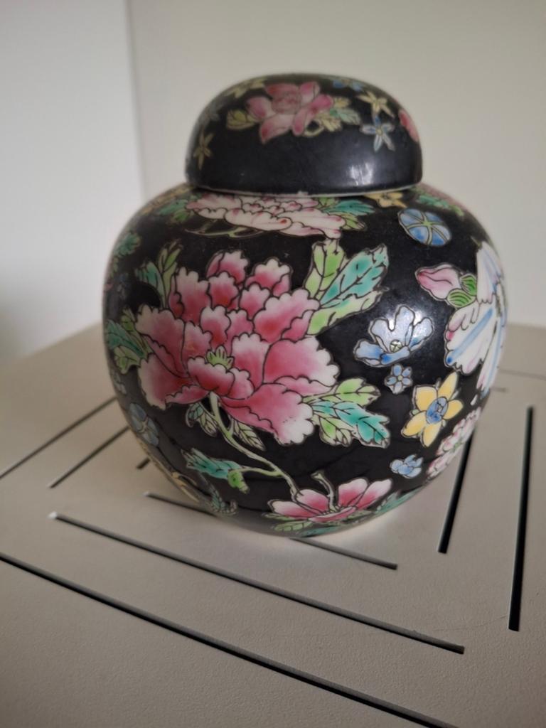 Chinese Famille Noir Gemberpot - Handbeschilderd, 20e Eeuw, Ophalen of Verzenden