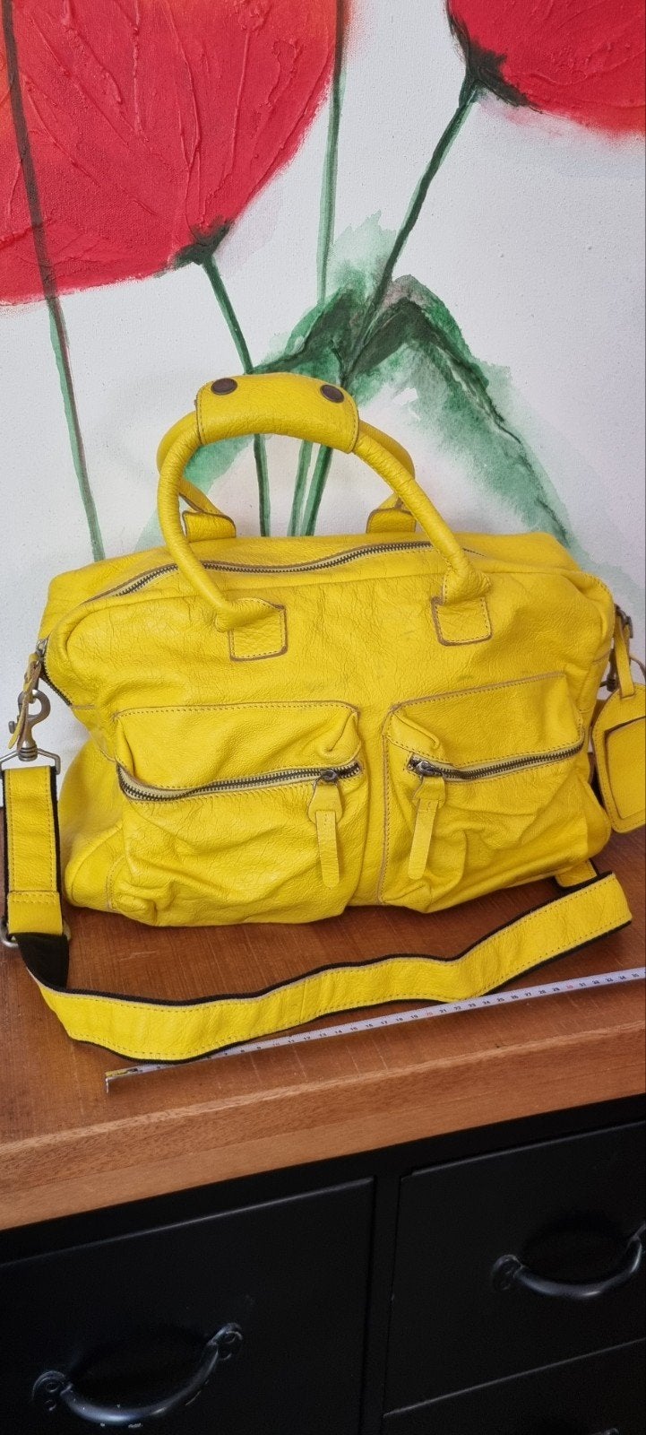 limited edition Cowboysbag Colorado Gele Leren schooltas gee, Ophalen of Verzenden, Gebruikt, Geel, Overige typen