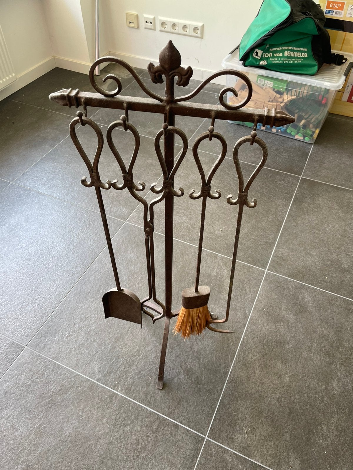 Smeedijzeren openhaard set, Huis en Inrichting, Haarden, Ophalen, Zo goed als nieuw, Vrijstaande haard, Houthaard