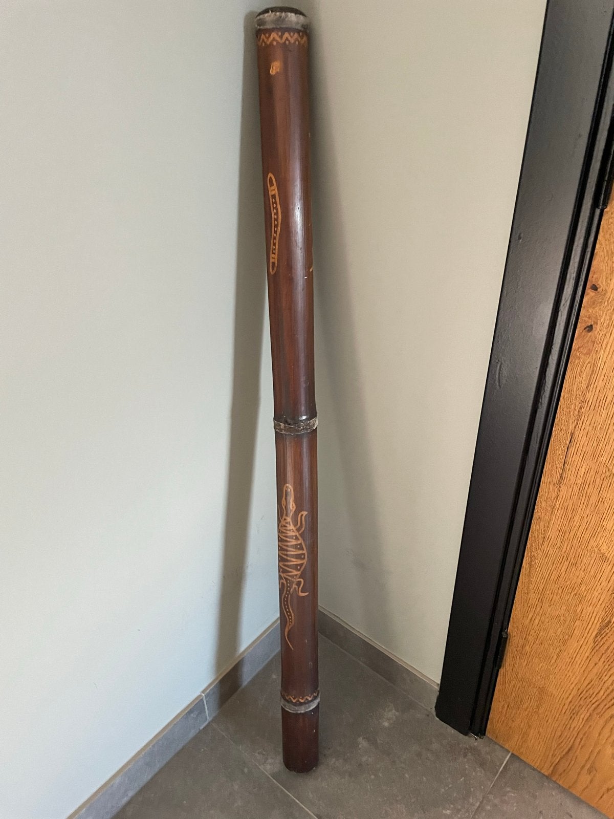 Bamboe Didgeridoo met versieringen - 1.20m lang, Ophalen, Gebruikt