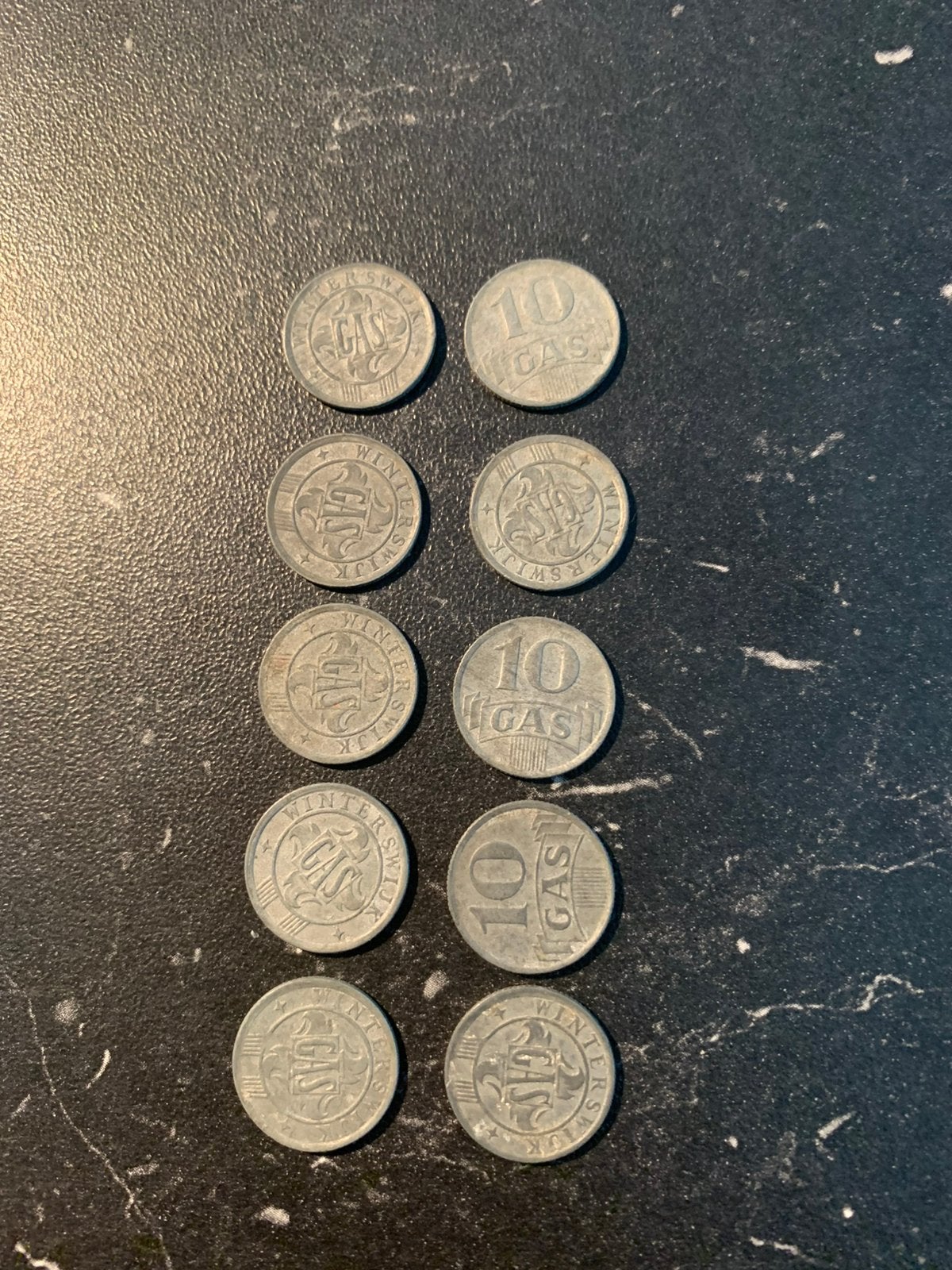 Set van 10 penning gaspenning Winterswijk muntjes gas, Ophalen of Verzenden, Overige materialen, Nederland