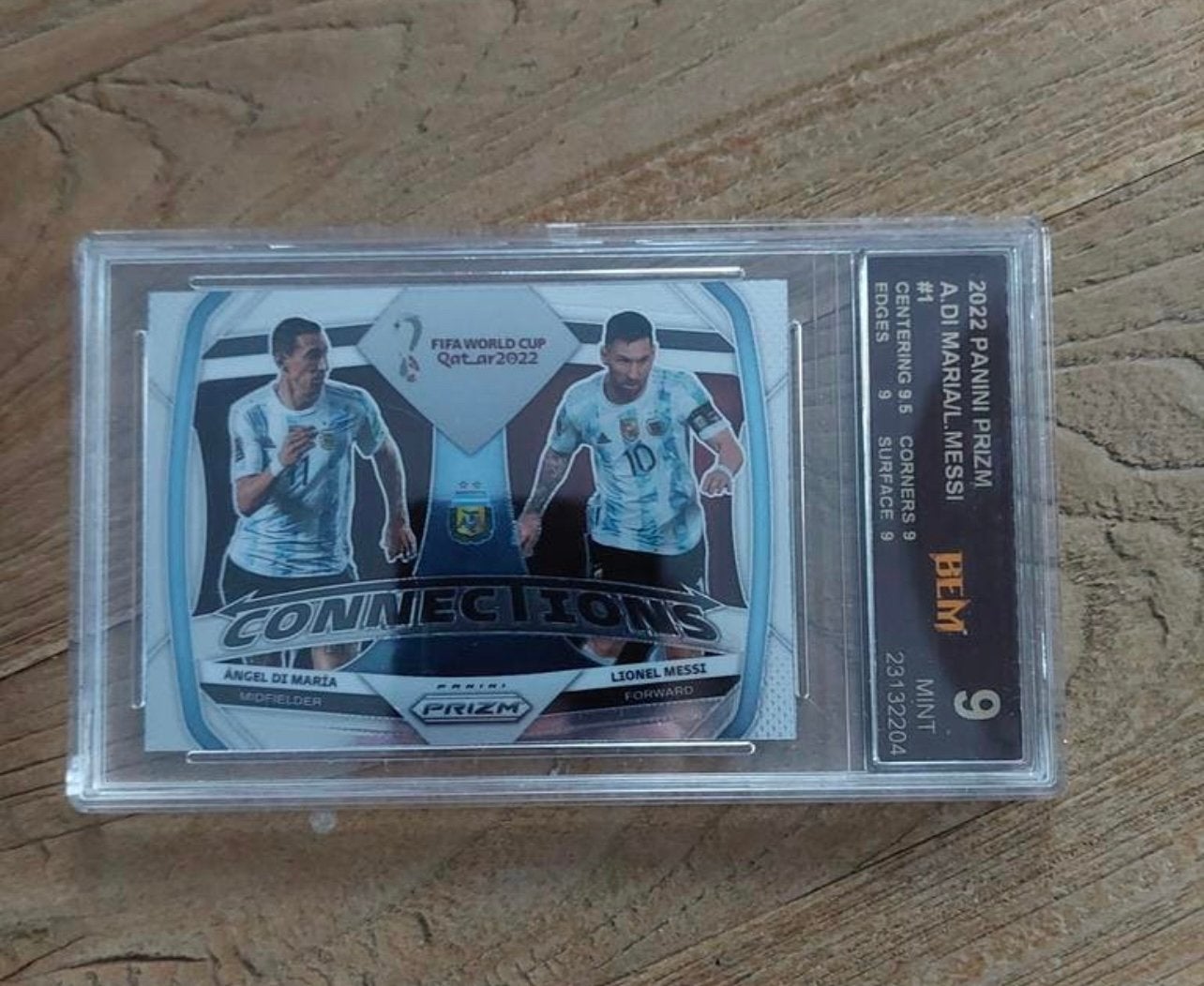 Lionel Messi en Di Maria Argentinie PSA 9 WK 2022, Ophalen of Verzenden, Zo goed als nieuw, Plaatje