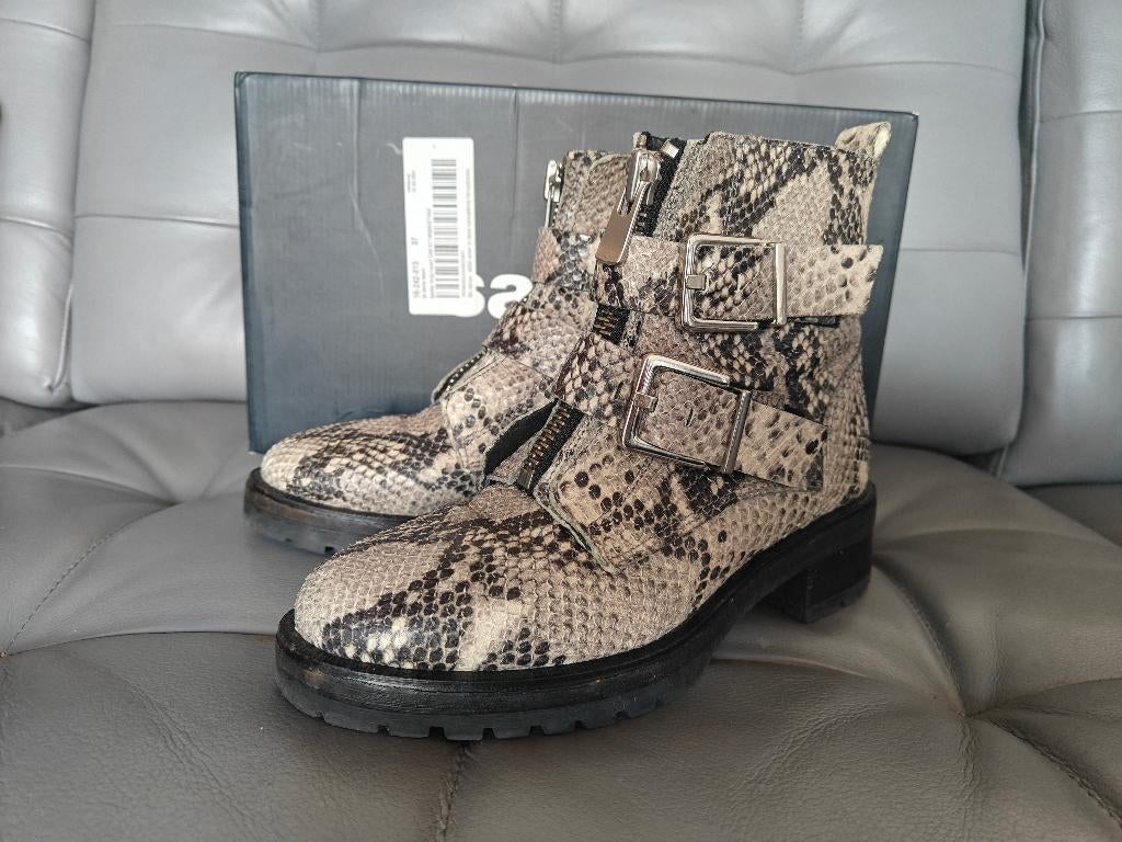Sacha leren bikerboots met slangenprint, Kleding | Dames, Schoenen, Overige kleuren, Sasha, Lage of Enkellaarzen, Nieuw
