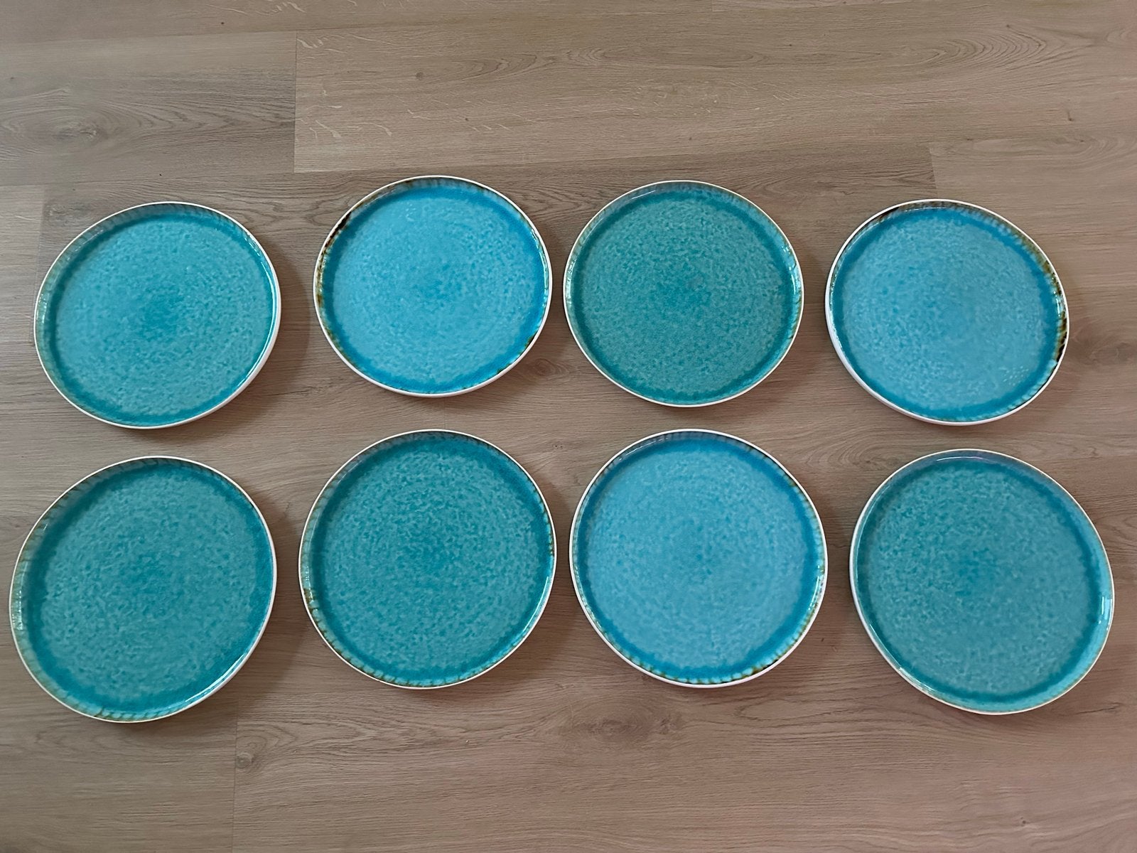 8x Turquoise Borden - Merk: Cosy & Trendy, Ophalen, Keramiek, Zo goed als nieuw, Bord(en)