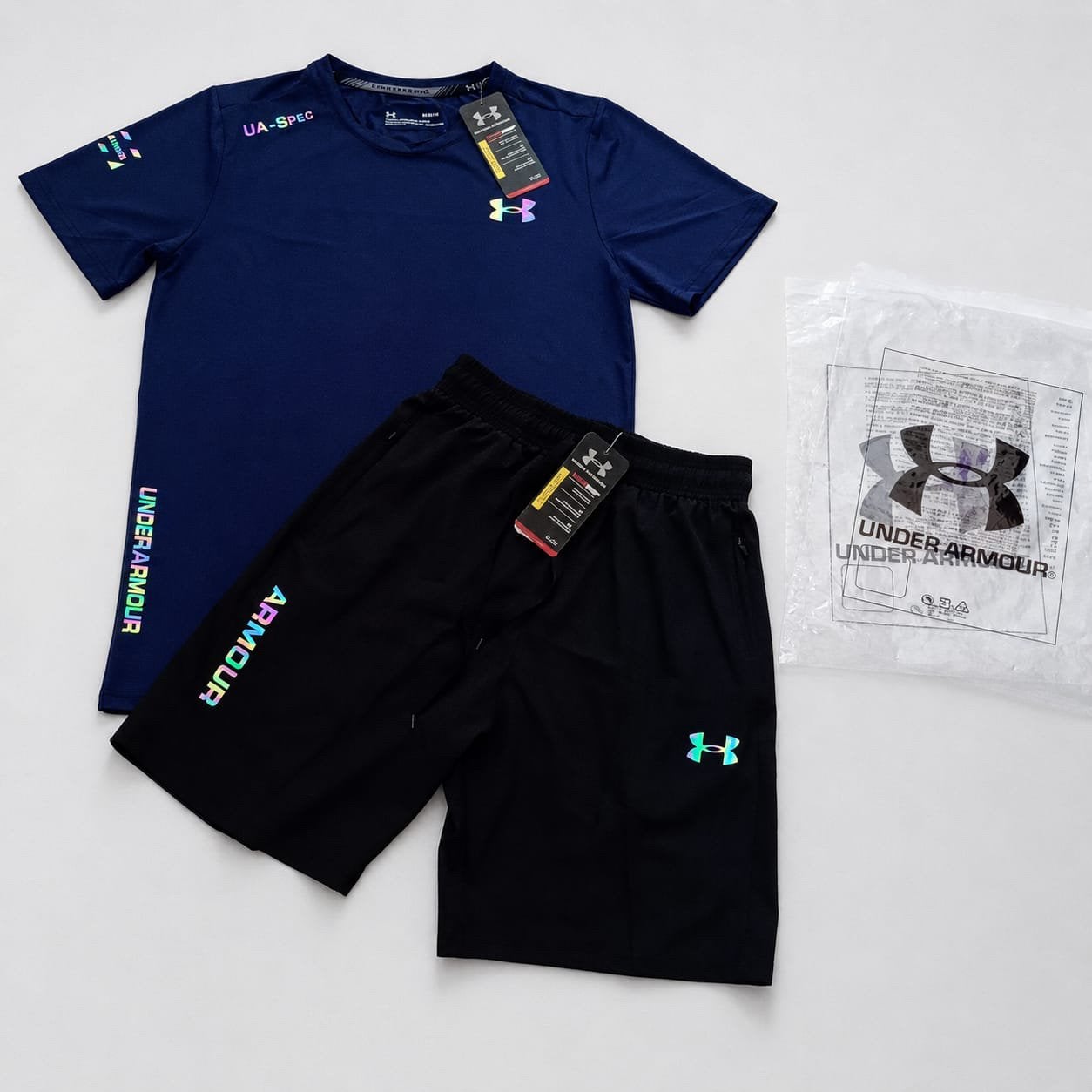 Under Armour set blauw shirt + korte broek maat L, Ophalen of Verzenden, Nieuw, Maat 52/54 (L)
