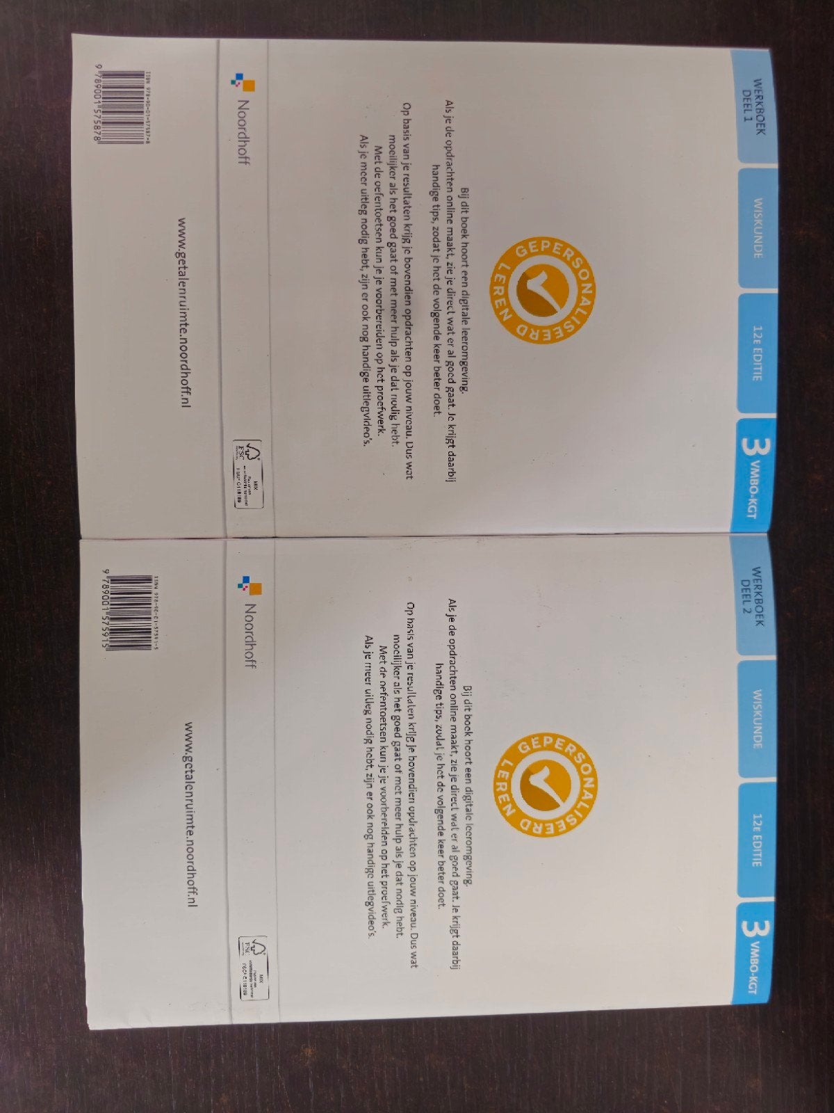 Getal & Ruimte 12e editie VMBO-KGT 3 werkboek deel 1 + 2 nie, Boeken, Ophalen of Verzenden, Nieuw, VMBO