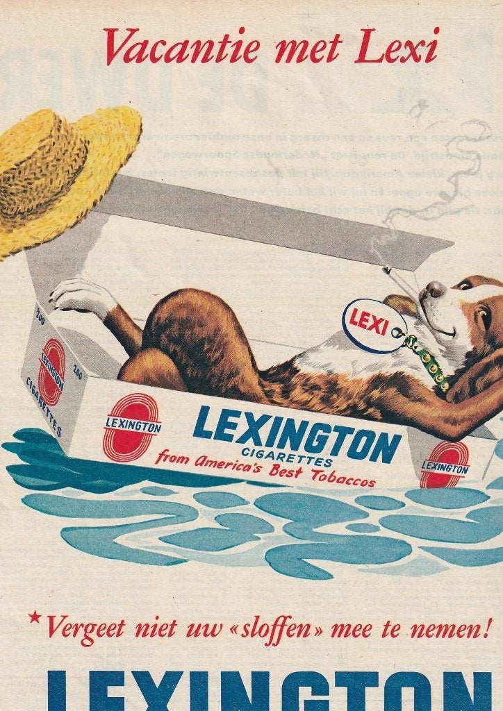 retro reclame 1962 Lexington sigaretten hond op vacantie, Verzenden, Overige typen