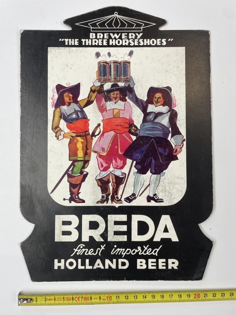 oud bier schildje voor de 3 hoefijzers Breda, Verzamelen, Biermerken, Ophalen of Verzenden, Overige merken
